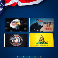 Thumbnail for Patriotic flag bundle featuring eagle, support troops, 2nd amendment, and Gadsden flags by Atlantic Flag & Pole Inc.
