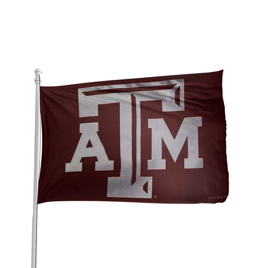 Premium quad-stitched Texas A&M Aggies 3x5 flag in maroon and white, by Atlantic Flag & Pole Inc.