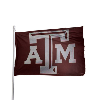 Premium quad-stitched Texas A&M Aggies 3x5 flag in maroon and white, by Atlantic Flag & Pole Inc.