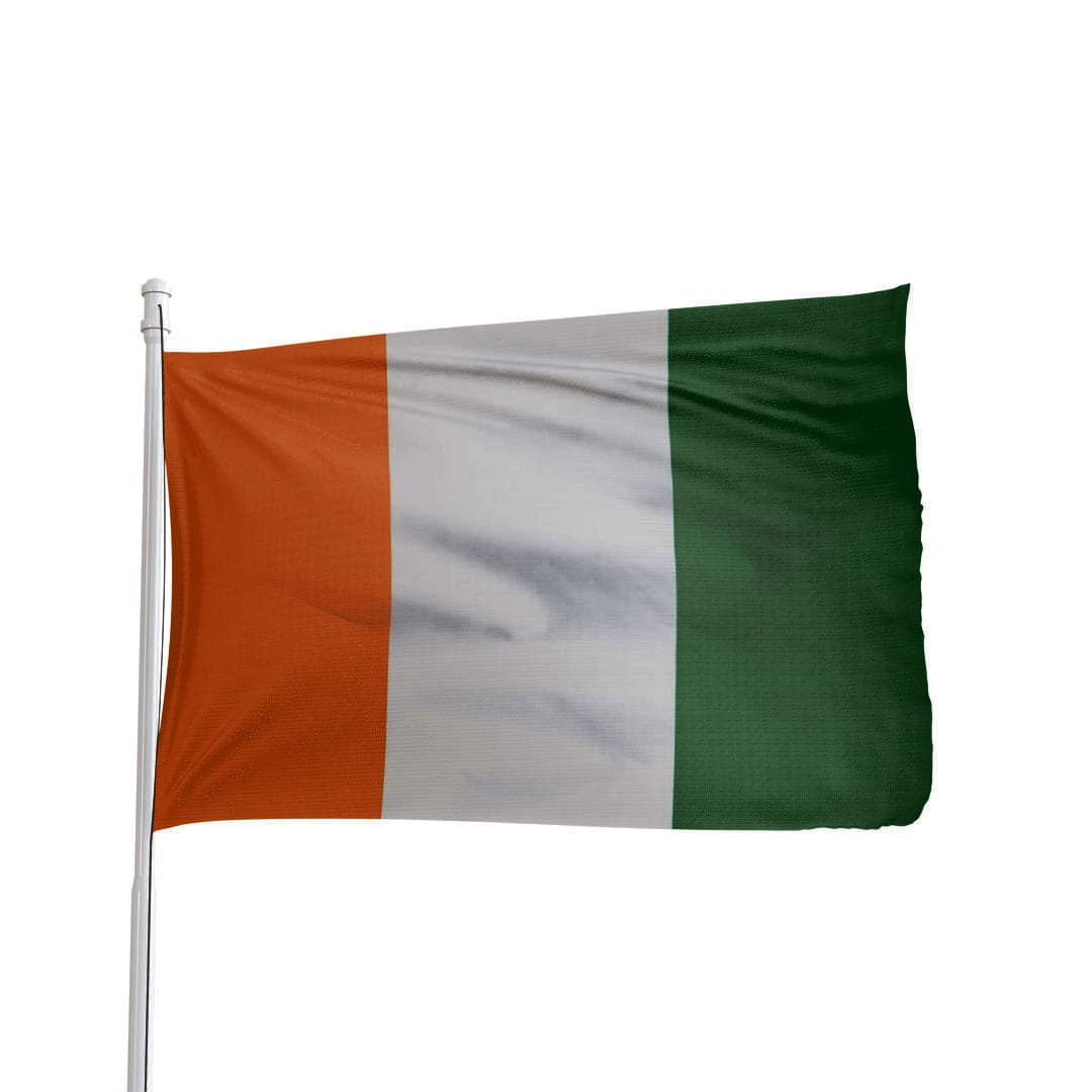 Ivory Coast flag featuring orange, white, and green vertical stripes by Atlantic Flag & Pole Inc.