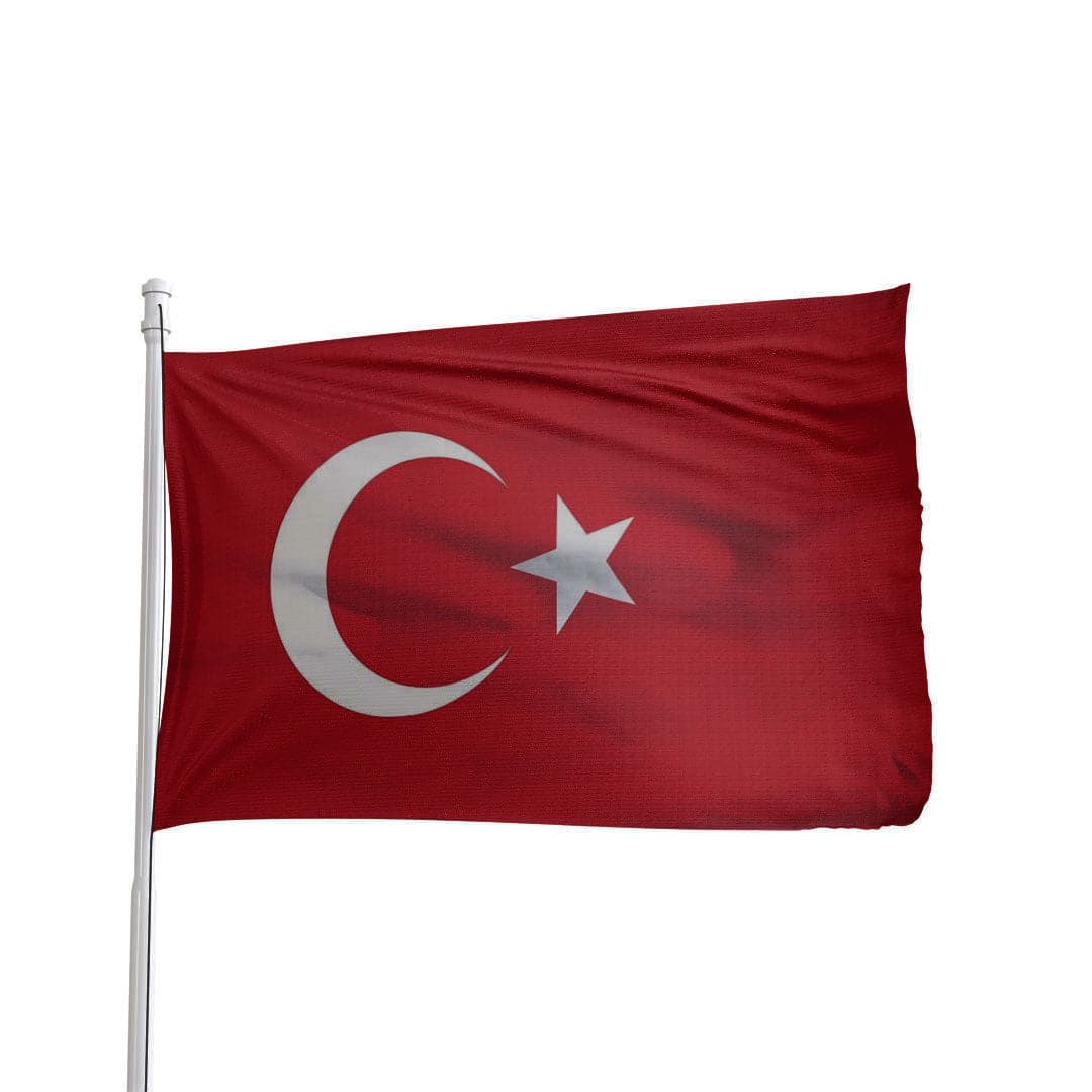 Red Turkey flag with white crescent and star, made by Atlantic Flag & Pole Inc.
