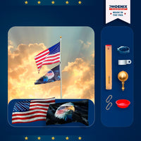 Thumbnail for 20' Black Bronze flagpole kit with Eagle flag and accessories by Atlantic Flagpole, showcasing patriotism and durability.