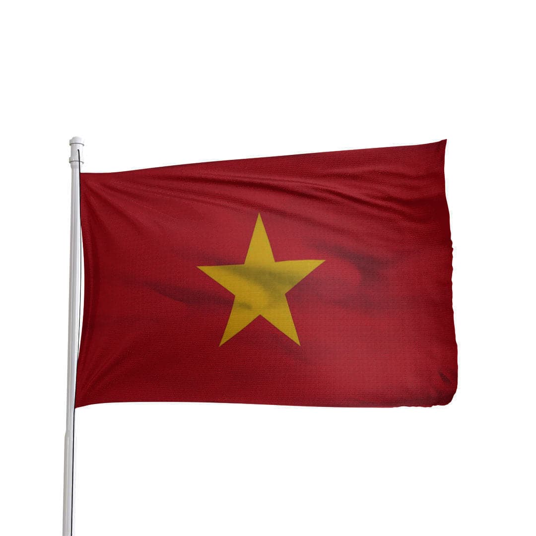 Vietnam flag with red background and yellow star, by Atlantic Flag & Pole Inc.