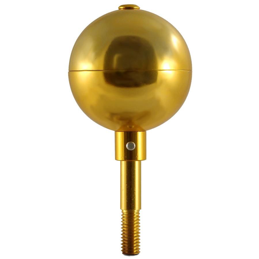 Aluminum gold flagpole ball topper available in 3 inch and 4 inch sizes