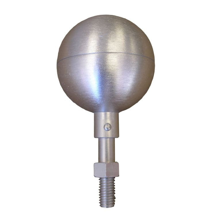 Aluminum silver flagpole ball topper available in 3 inch and 4 inch sizes
