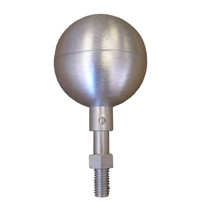 Aluminum silver flagpole ball topper available in 3 inch and 4 inch sizes