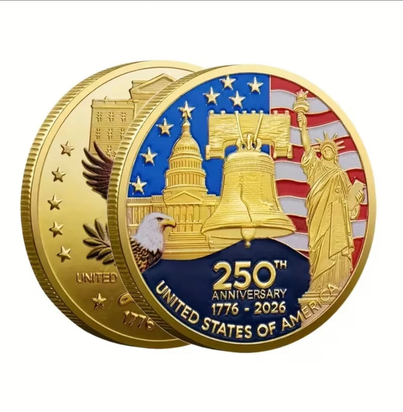 America 250 Coin and American Flag Lapel Pin bundle - coin