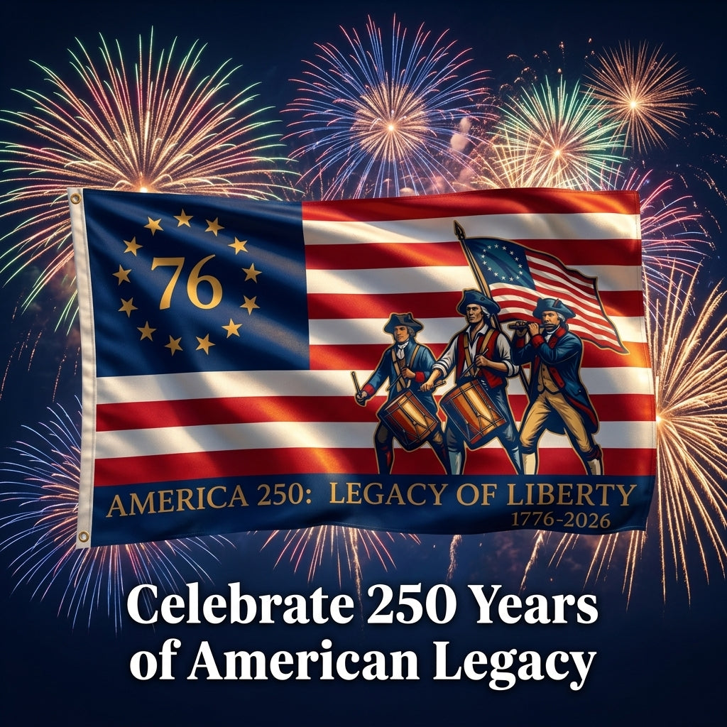 America 250 Legacy of Liberty flag with fireworks - 1776-2026 commemorative design