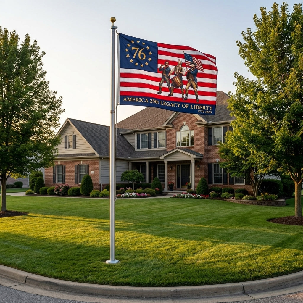 Phoenix Legacy 250 Flagpole Kit | Solar Light & America 250th Flag Included