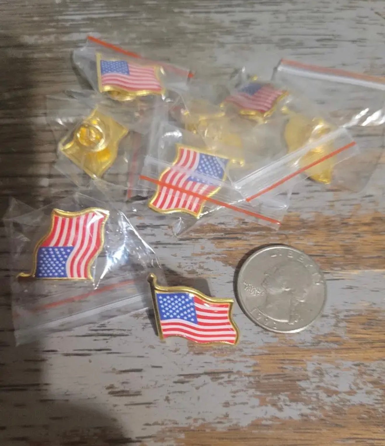 American Flag Lapel Pins - multiple gold USA flag pins