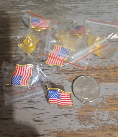 American Flag Lapel Pins - multiple gold USA flag pins