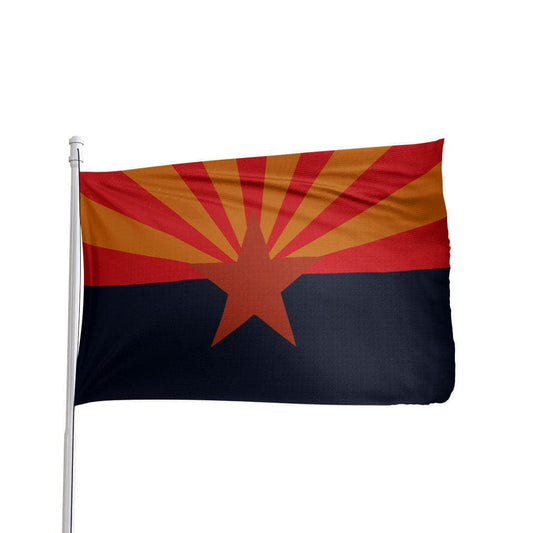 3x5 Arizona State flag in durable nylon with brass grommets, featuring 13 rays pattern, by Atlantic Flag and Pole Inc.