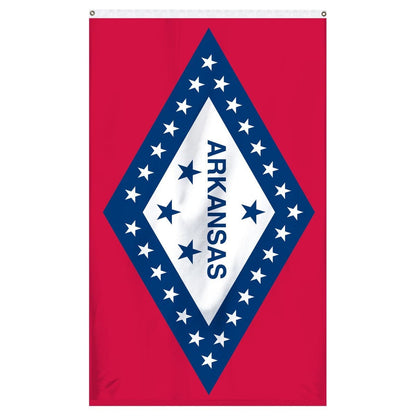 3x5 durable nylon Arkansas state flag with 25 stars, made in USA by Atlantic Flag & Pole Inc.
