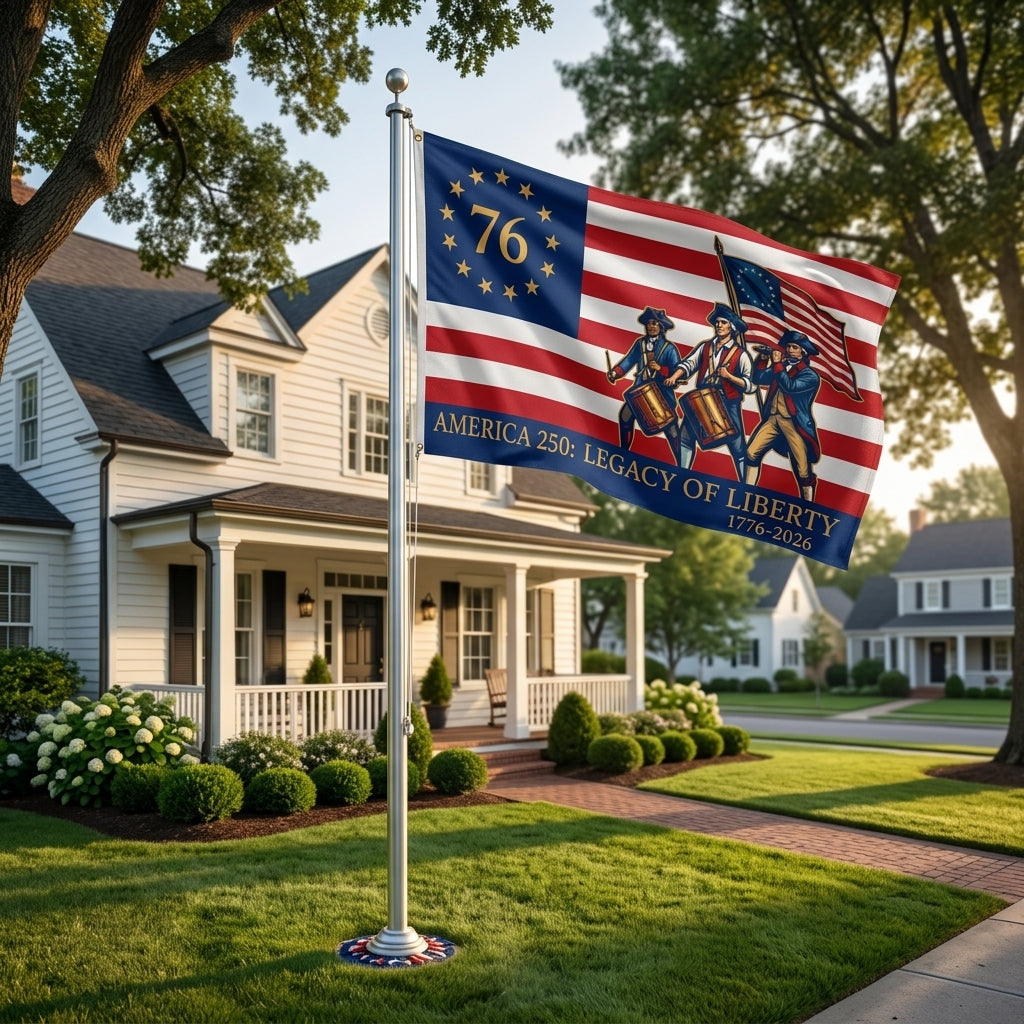 Phoenix Legacy 250 Flagpole Kit | Solar Light & America 250th Flag Included