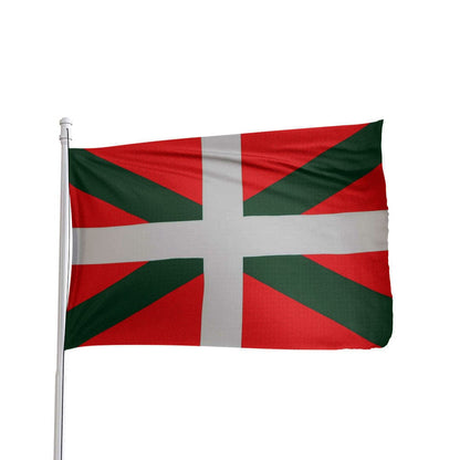 Basque Country flag, 3x5 ft, 100% nylon, outdoor heritage design by Atlantic Flag & Pole Inc. in red, green, and white.