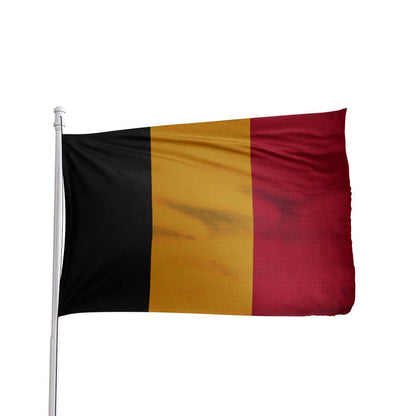 3x5 ft outdoor nylon Belgium flag with black, yellow, and red stripes by Atlantic Flag & Pole Inc.