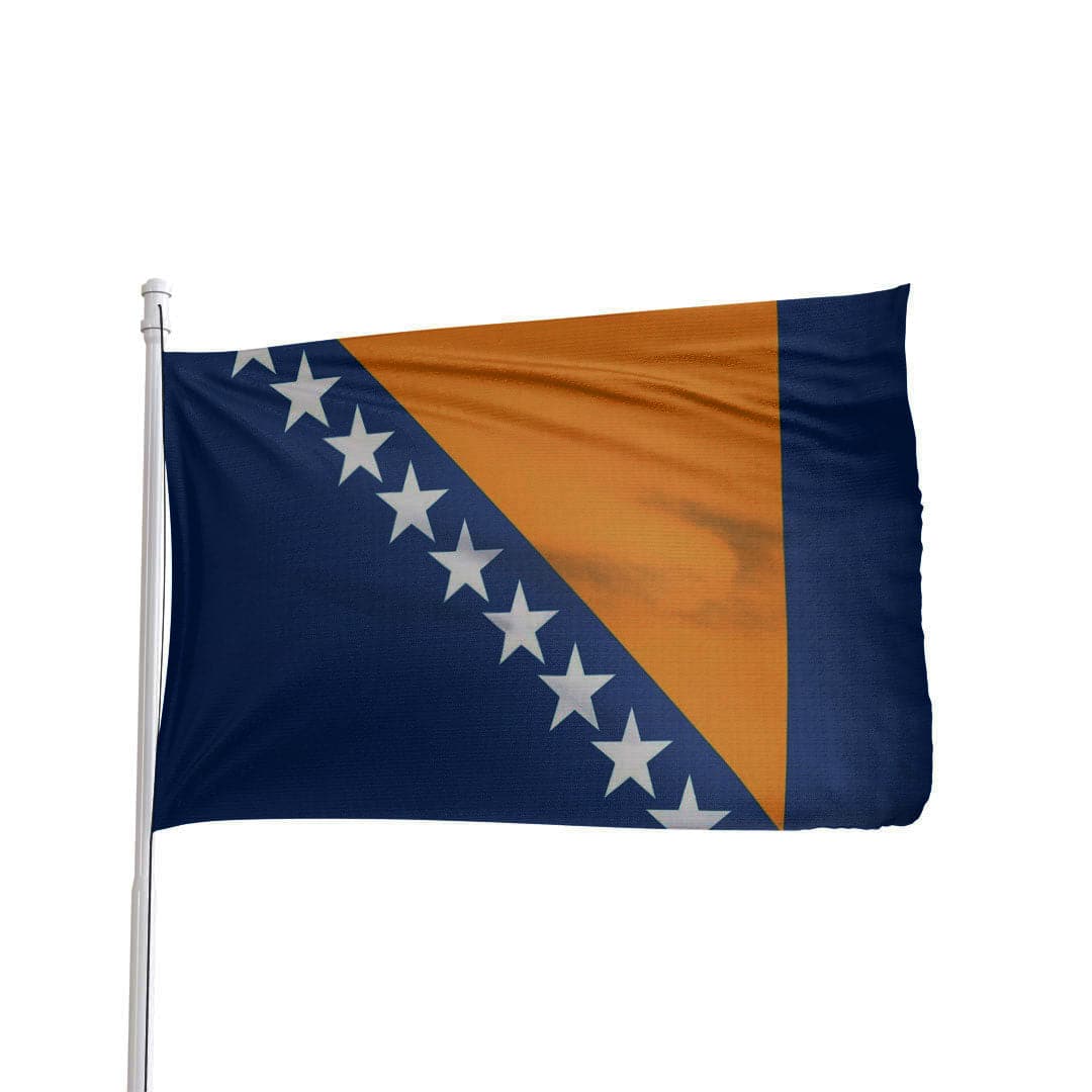 3x5 outdoor nylon Bosnia-Herzegovina flag with canvas header and brass grommets by Atlantic Flag & Pole Inc.