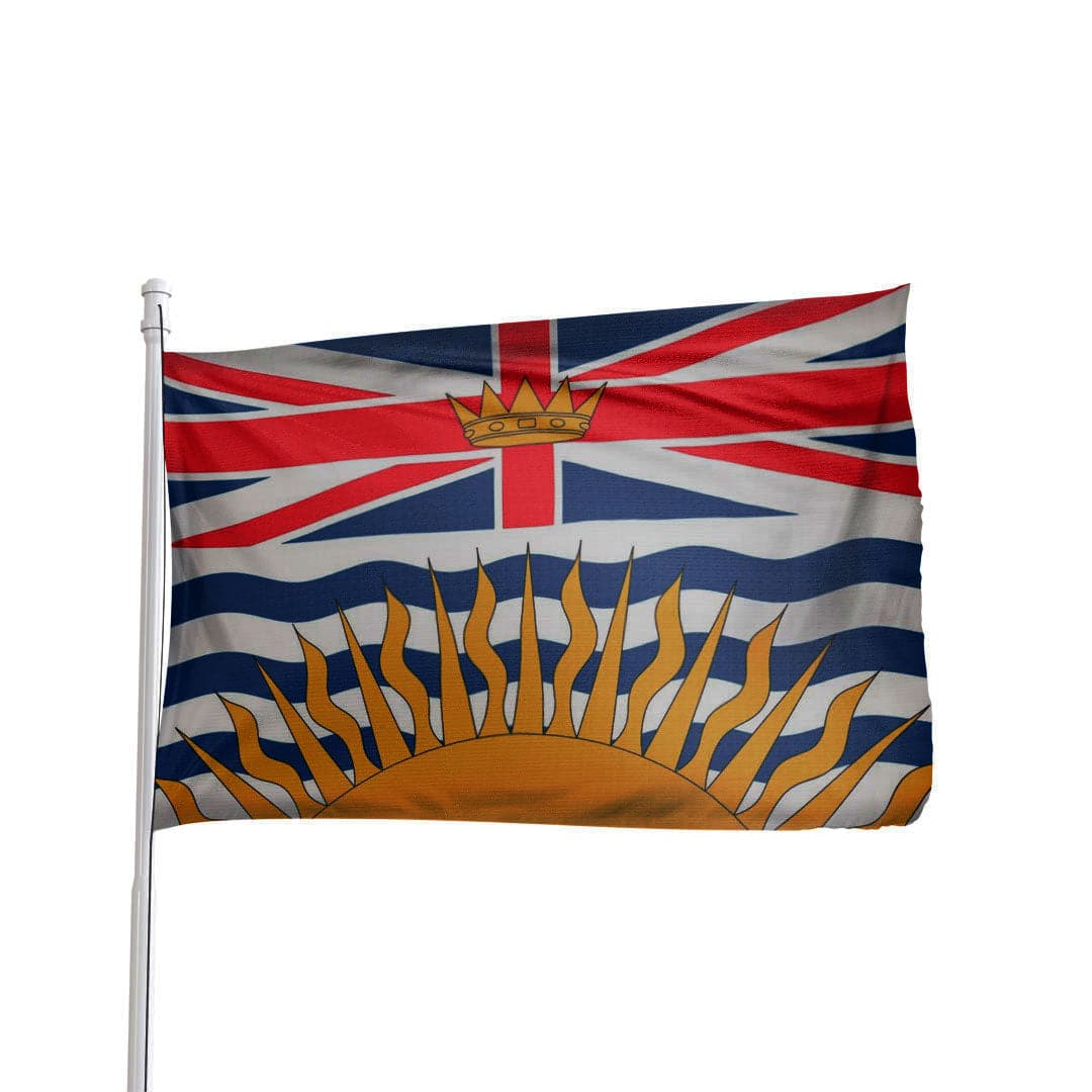 Authentic British Columbia Flag, 3x5 ft, nylon material with brass grommets, by Atlantic Flag & Pole Inc.