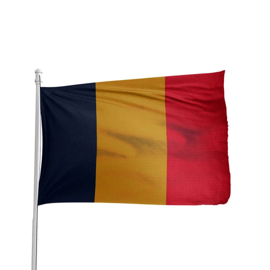 Chad 3x5 flag made of 100% nylon with brass grommets, featuring blue, yellow, and red colors, by Atlantic Flag & Pole Inc.