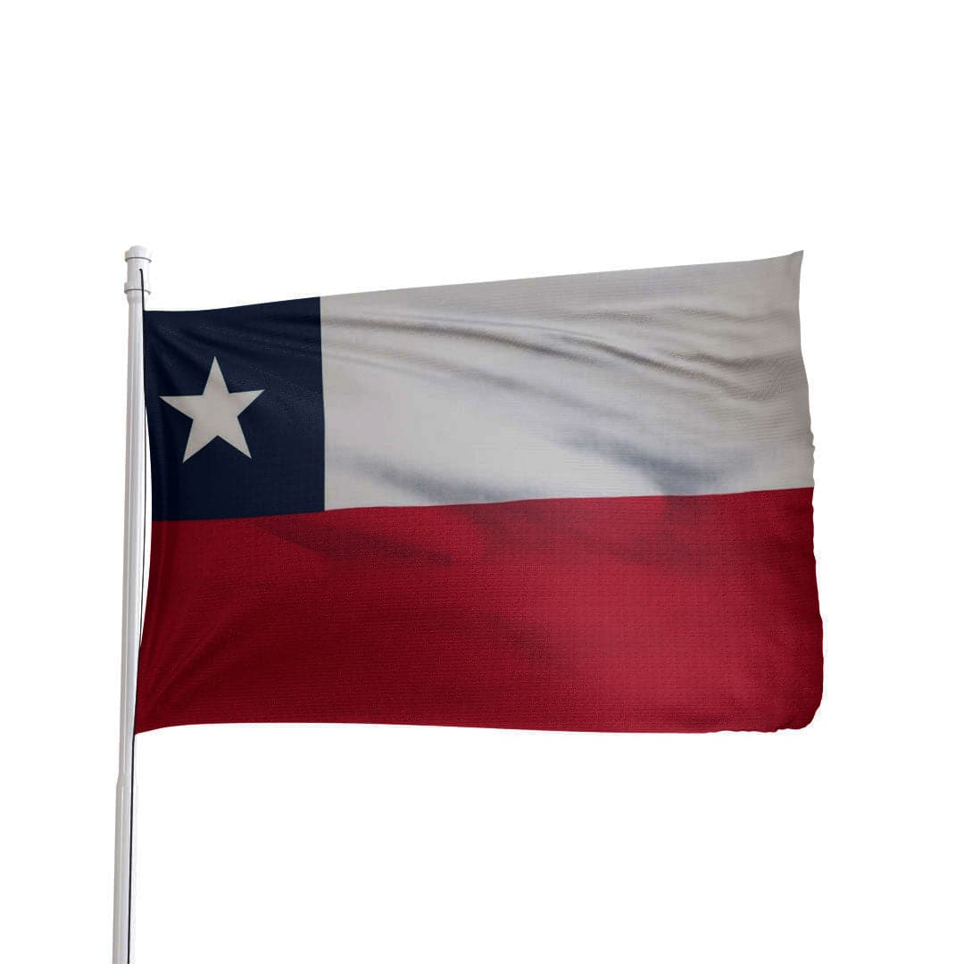 3x5 ft nylon Chile flag with authentic design, brass grommets, and canvas heading by Atlantic Flag & Pole Inc.