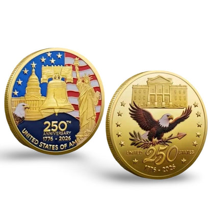America 250 Commemorative Challenge Coin - 1776-2026 patriotic keepsake