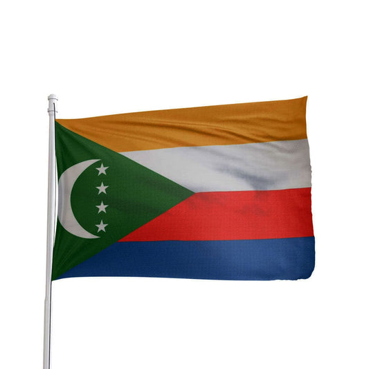 Comoros National Flag 3x5 Ft in vibrant nylon with brass grommets, by Atlantic Flag & Pole Inc.