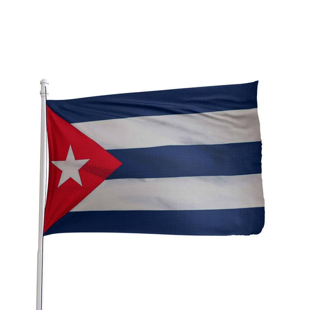 3x5 ft nylon Cuba flag with authentic design, brass grommets, and canvas heading by Atlantic Flag & Pole Inc.