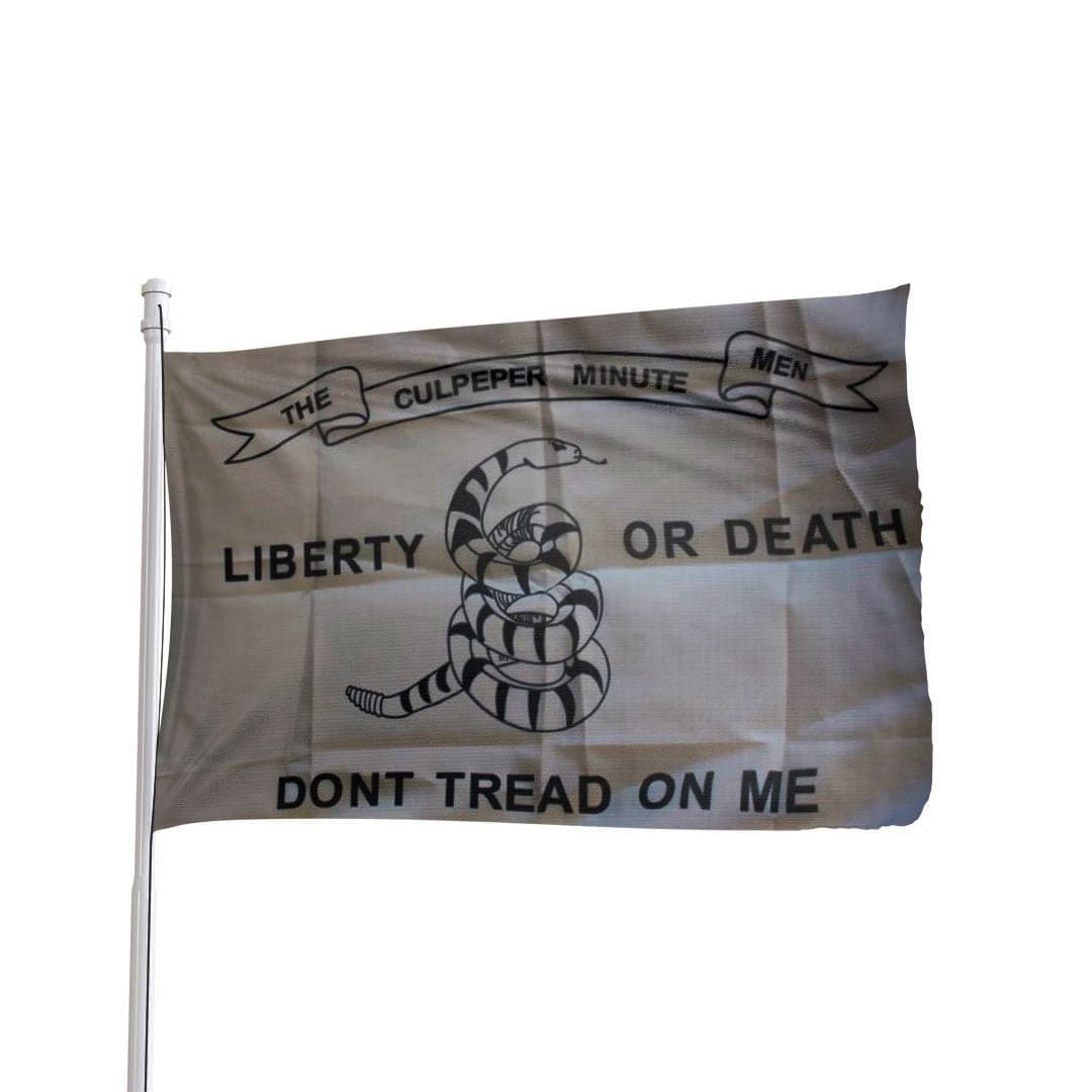 3x5 nylon Culpeper Minute Men flag by Atlantic Flag & Pole with brass grommets, featuring 'Don't Tread on Me' design