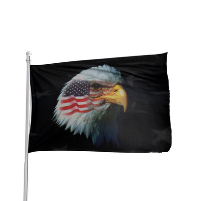 Red, white, and blue patriotic eagle flag by Atlantic Flag & Pole Inc. featuring a detailed eagle design.