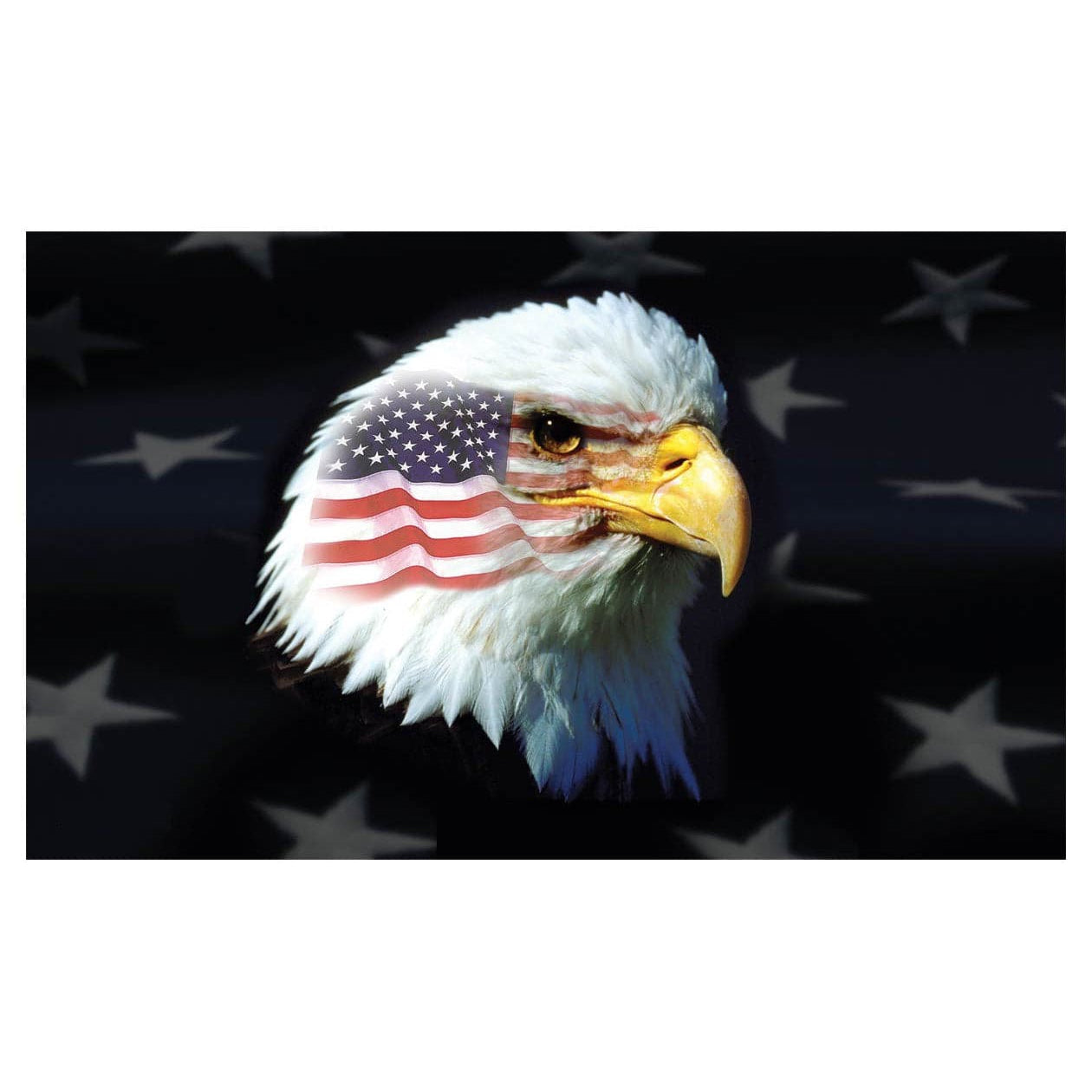 Atlantic Flag & Pole Inc. patriotic eagle flag featuring red, white, and blue colors, ideal for American pride.