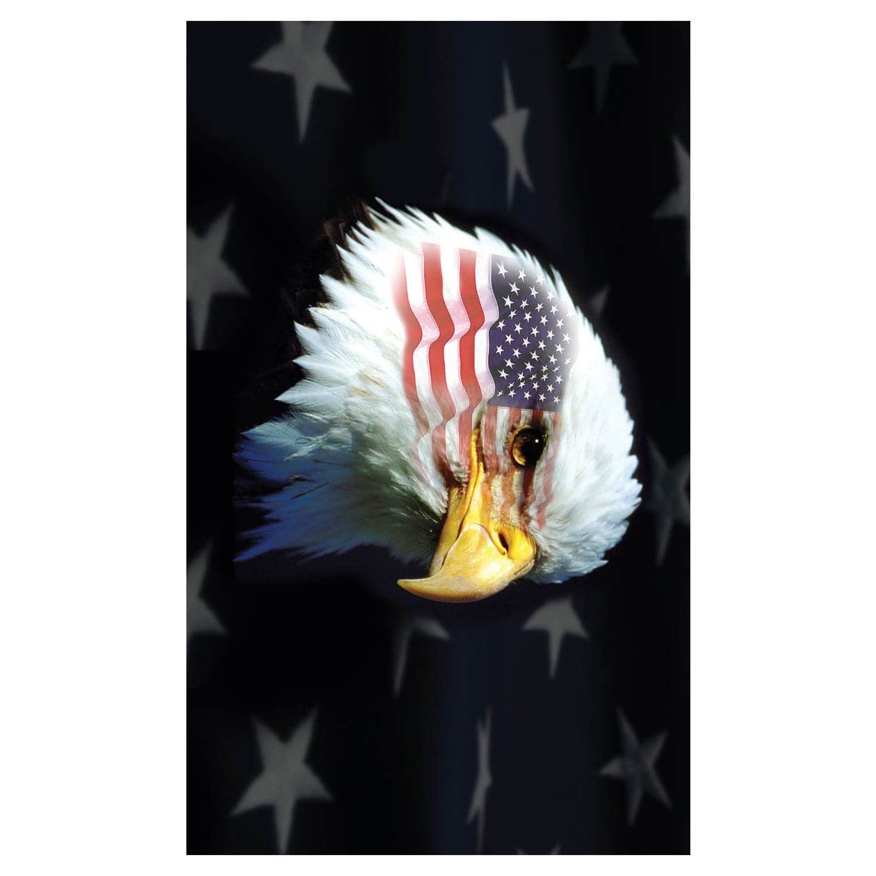 Atlantic Flag & Pole Inc. patriotic eagle flag featuring red, white, and blue colors, ideal for American pride.