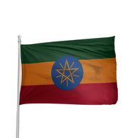 Thumbnail for Vibrant Ethiopia flag featuring green, yellow, and red stripes with the national emblem, by Atlantic Flag & Pole Inc.