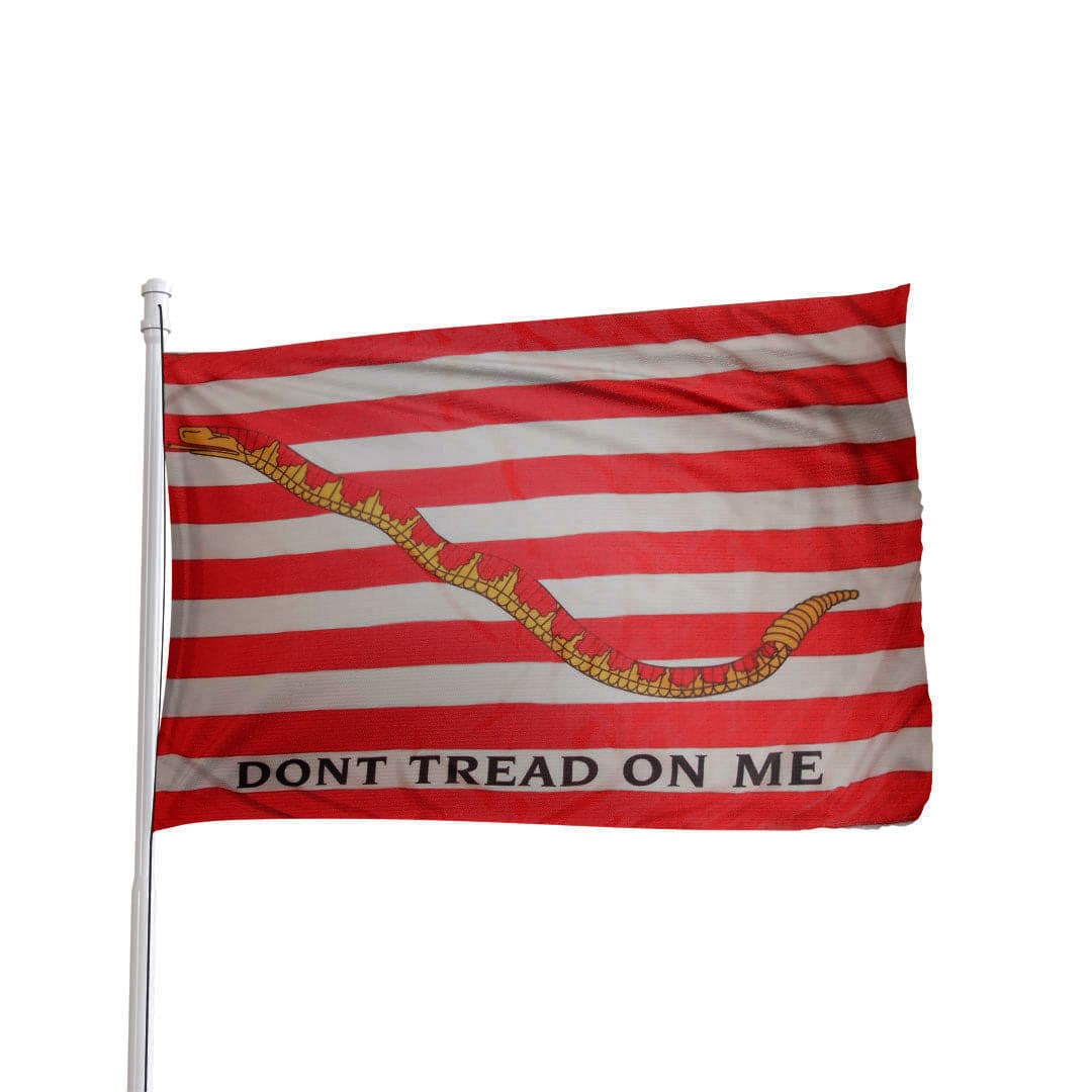 1st Navy Jack flag featuring a rattlesnake and 13 stripes in vibrant colors by Atlantic Flag & Pole Inc.