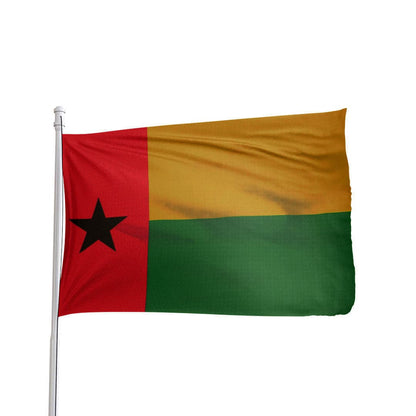 Guinea-Bissau nylon flag, 3x5 ft, featuring vibrant red, green, and yellow colors from Atlantic Flag & Pole Inc.