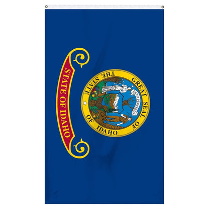Idaho state flag featuring the state seal on a blue background by Atlantic Flag & Pole Inc.