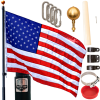 Thumbnail for Historic gold telescoping flagpole kit with American flag, hardware, and mounting accessories by Atlantic Flagpole