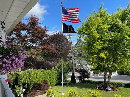 Anodized silver aluminum collar for flagpoles, designed for 2.5-inch and 3-inch diameters, by Atlantic Flag & Pole Inc.