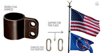 Thumbnail for Atlantic Flag & Pole double flag harness 360° swivel kit on a telescoping pole in black bronze finish.