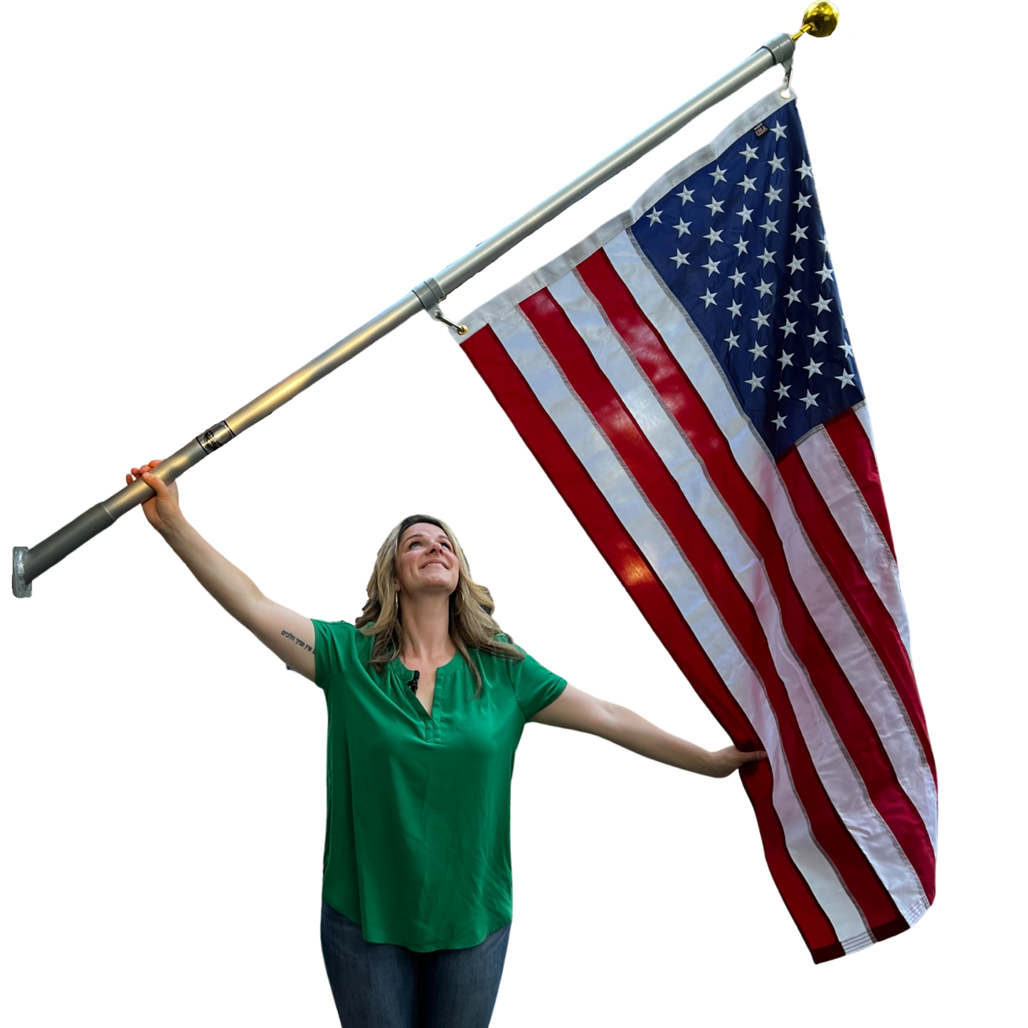 Phoenix 6FT Commercial Aluminum Outrigger Flag Pole Set USA Flag