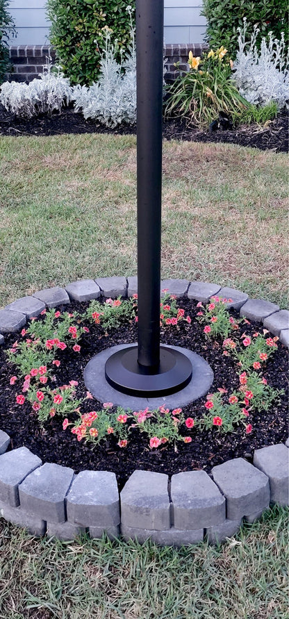 Black bronze anodized aluminum flash collar for 2.5-inch flagpole base from Atlantic Flag & Pole Inc.