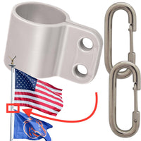 Thumbnail for Atlantic Flag & Pole Freedom Ring double flag harness with 360° swivel kit on a telescoping pole, black bronze color.