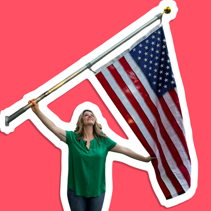 Phoenix 6FT Commercial Aluminum Outrigger Flag Pole Set USA Flag