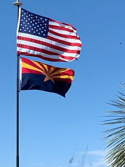 Large nylon American flag in red, white, and blue by Atlantic Flag & Pole Inc., available in multiple sizes