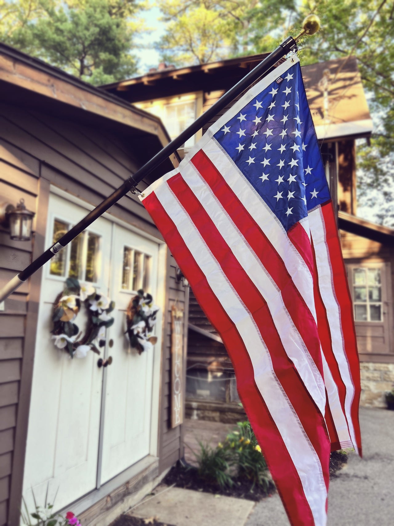 Phoenix 6FT Commercial Aluminum Outrigger Flag Pole Set USA Flag