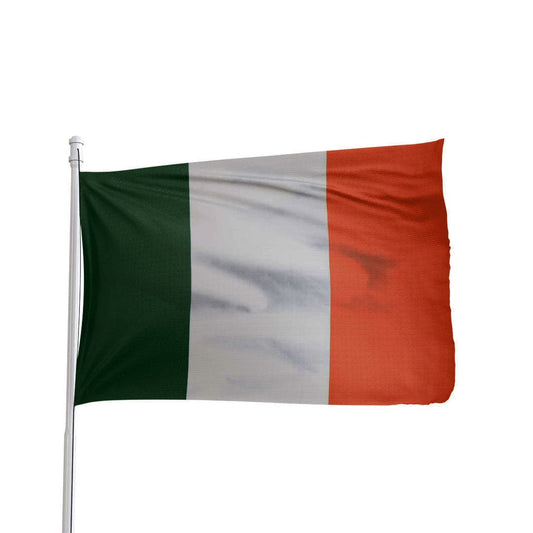 Ireland flag featuring green, white, and orange vertical stripes by Atlantic Flag & Pole Inc.