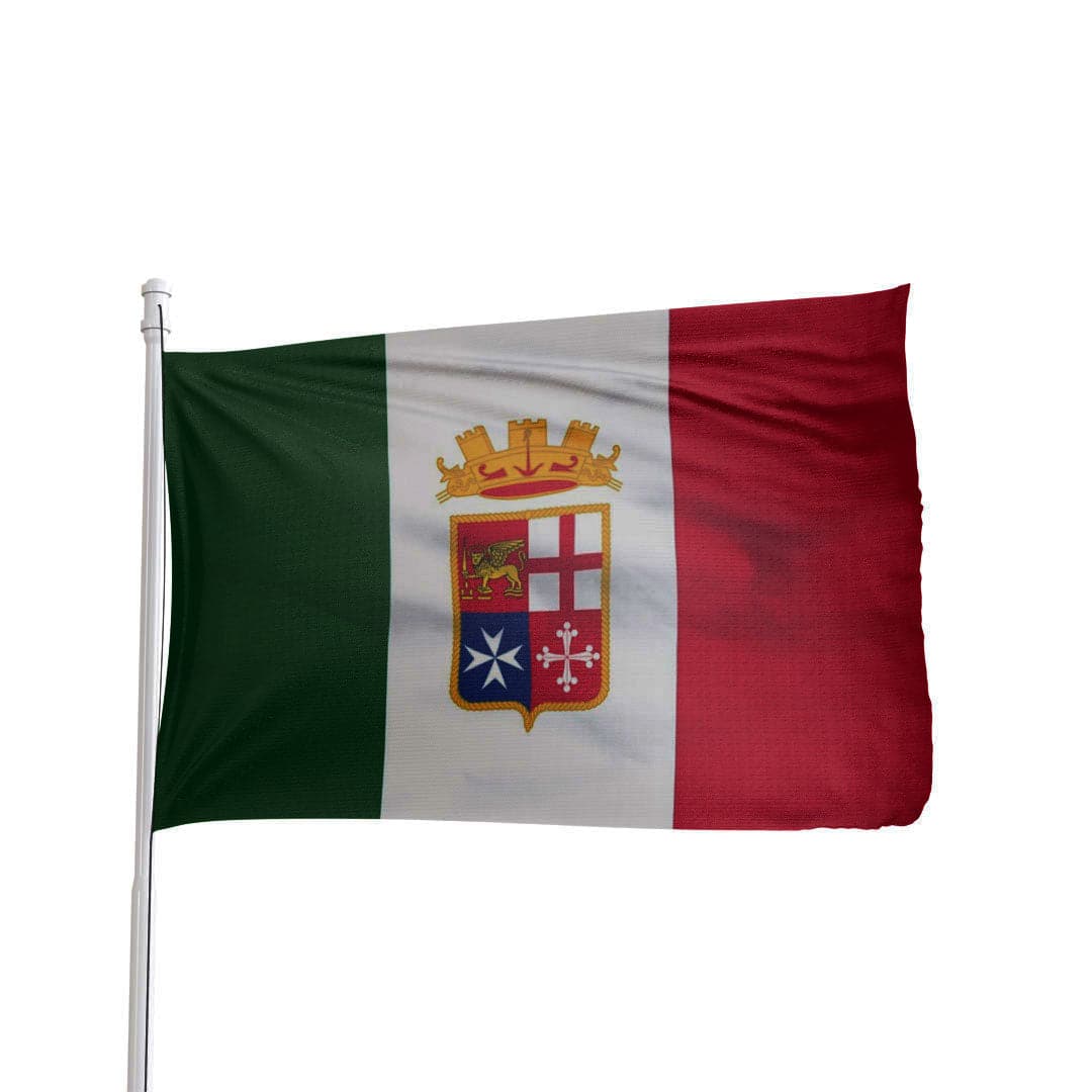 Vibrant Italian Ensign flag featuring green, white, and red colors, by Atlantic Flag & Pole Inc.