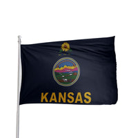 Thumbnail for Kansas State Flag by Atlantic Flag & Pole Inc. in vibrant colors, featuring state seal and blue background.
