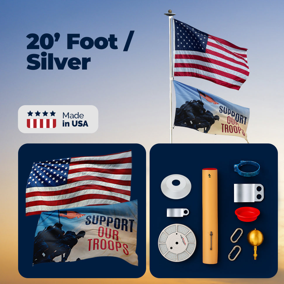 15-foot telescoping flagpole in black bronze by Atlantic Flag & Pole Inc., featuring adjustable height for versatile display