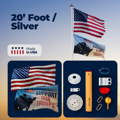 15-foot telescoping flagpole in black bronze by Atlantic Flag & Pole Inc., featuring adjustable height for versatile display