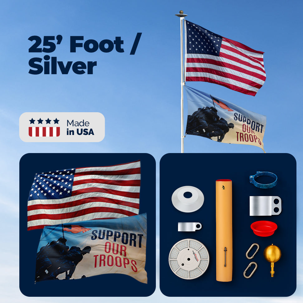 Skip Bedell telescoping flagpole in black bronze, 15-foot size, with sturdy base and adjustable height